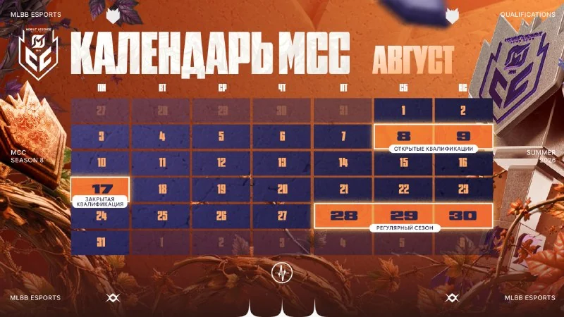 НАПОМИНАЛОЧКА. 🗓 Календарь MCC S8 на август — фиксируем!